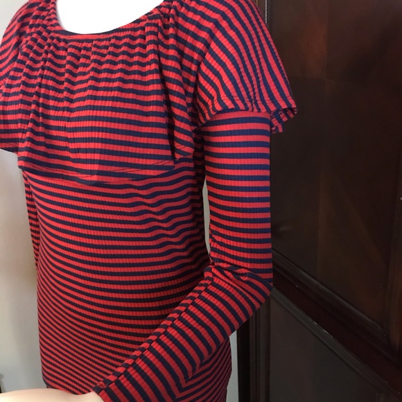 🆕 Bellino Black/Red Stripe Blouse-Lg - Picture 3 of 4